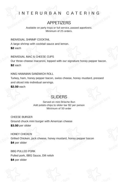 Menu at Interurban of Chickasha pizzeria, Chickasha