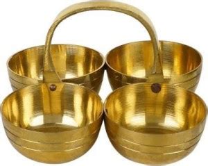 NAVYAKSH Shiv Brass Puja Roli Chawal , Elaichi, Mishri 4 Bowl Stand ...