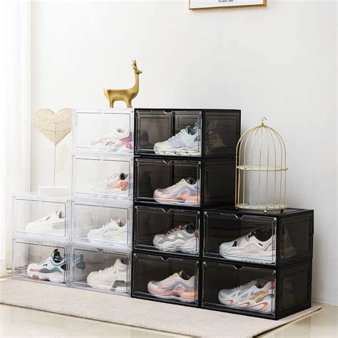 Buy Large Clear Shoe Boxes Stackable,6 Pack Plastic Shoe Storage Boxes ...