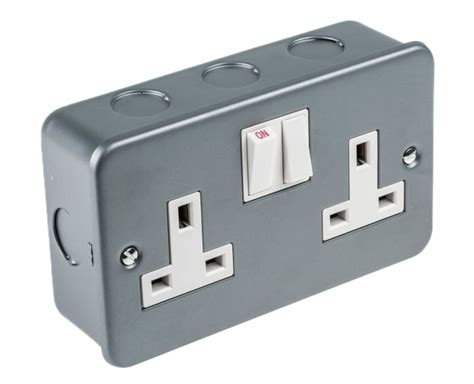 RS PRO | RS PRO RS Metalclad Grey 2 Gang Plug Socket, 13 A Indoor, Type ...