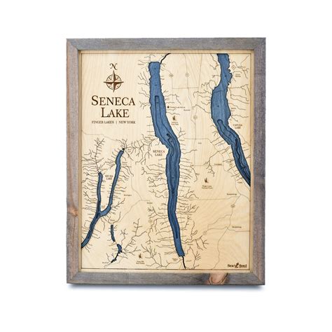 Seneca, Cayuga & Keuka Lakes 4 Level Nautical Chart Wall Art - 16”x 20” | Sea and Soul Charts