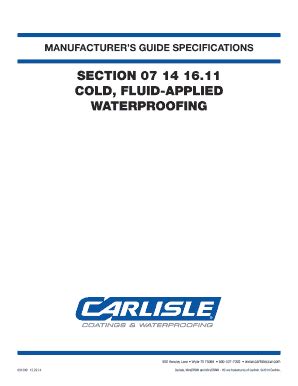 Fillable Online Cold Fluid-Applied Waterproofing Specification Section ...