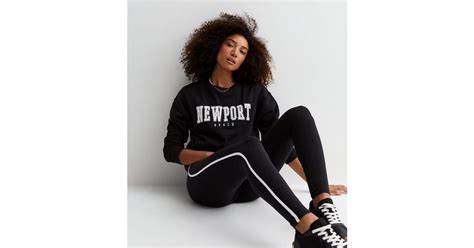 Black Side Stripe High Waist Leggings | New Look