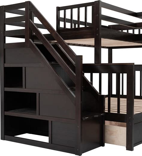 PPURLOVE P PURLOVE Twin-Twin Over Full L-Shaped Wood Bunk Bed India | Ubuy
