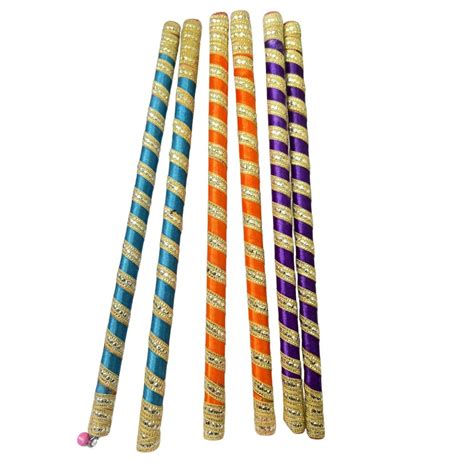 ADIMILAN Decorative Glitter Dandiya Sticks for Navratri - 1 Pair ...