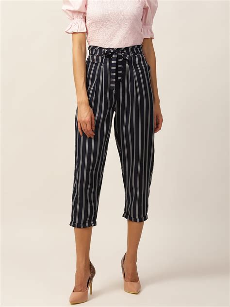Shop Elle Women Navy Blue Printed Slouch Fit Trouser Online – Iconic India