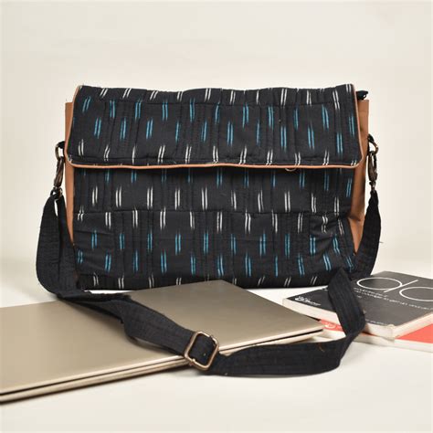 Buy Black Quilted Ikat Laptop Bag from Kritikala