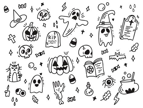 Premium Vector | Spooky Halloween Doodle Set