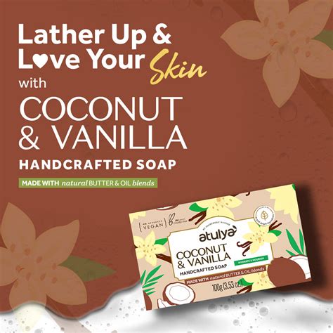 Atulya Coconut & Vanilla Handcrafted Soap for Dryness | Gentle Cleanse ...