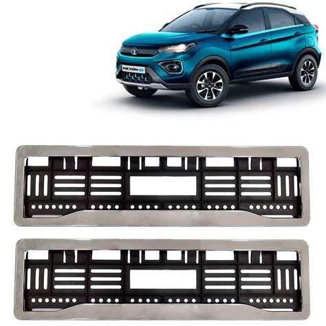 Kingsway Car Number Plate Frames Chrome for Tata Nexon EV, 2020 Onwards ...