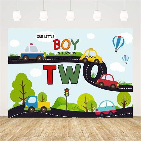 Buy 7x5ft Happy Birthday Backdrop for Kids Transportation 2nd Birthday ...