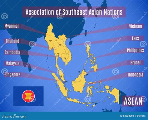8 Free Maps Of Asean And Southeast Asia Asean Up ASEAN Map With Flag