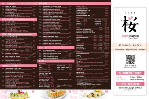Menu at Cherry Blossom Sushi Bar, Guelph