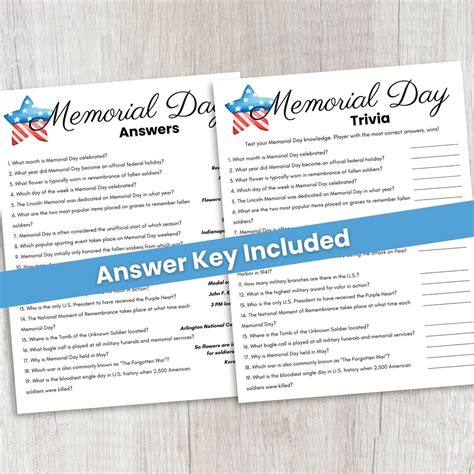 Memorial Day Trivia, Patriotic Games, Memorial Day Games, Memorial Day ...