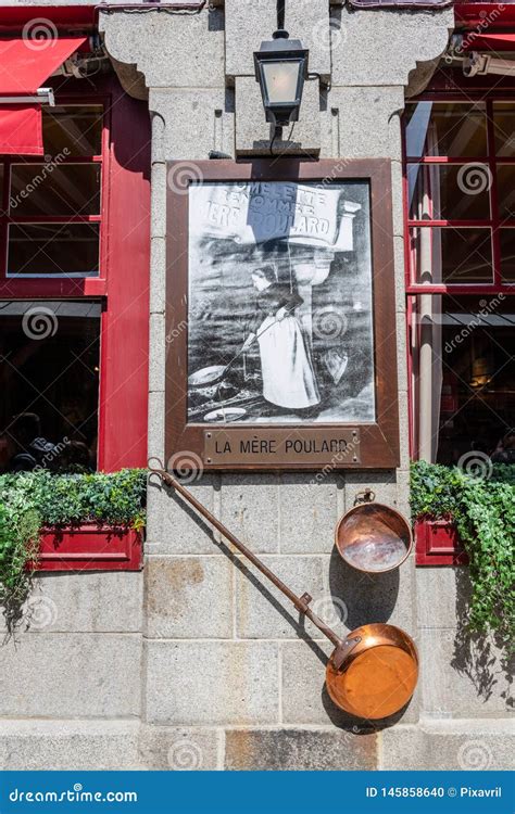 MONT SAINT-MICHEL - FRANCE- APRIL 17, 2019 : Restaurant La Mere Poulard ...