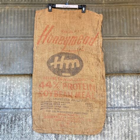 Vintage Honeymead 44% Protein Soybean Oil Meal Burlap Sack Honeymead Products Mankato MN ...