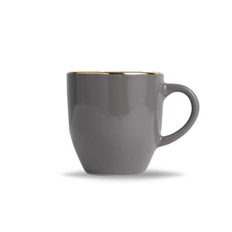 Ceramic Coffee Mug Set of 6 (300ml) Grey Gold | Premium Coffee Mugs Online