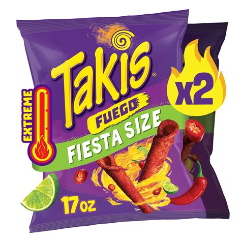 Amazon.com: Takis Fuego 17 oz Fiesta Size Bag, Hot Chili Pepper & Lime ...