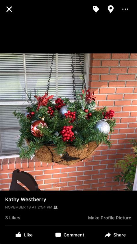 Lighted Christmas hanging basket | Christmas hanging baskets, Christmas ...