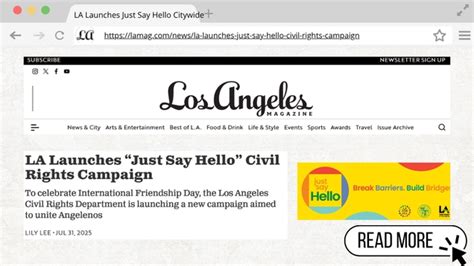 LA Magazine - LA Launches “Just Say Hello” Civil Rights Campaign ...