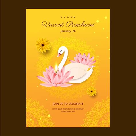Gradient vasant panchami festival vertical poster template | Free Vector