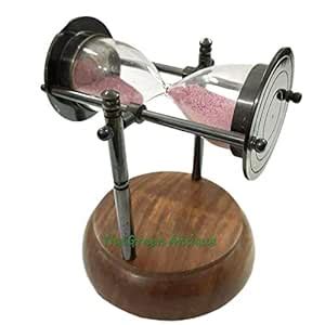 Buy Vintage Art Gallery Nautical Brass Revolving Sand Timer Wooden Base ...