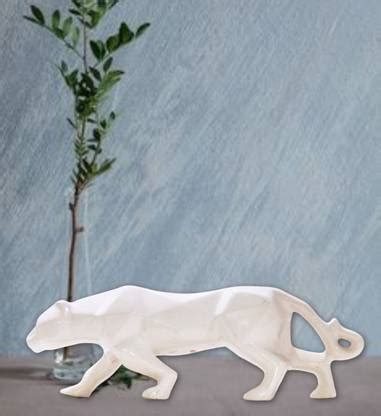 Stark Décor Graceful White Panther Ceramic Statue – Unique Decorative ...