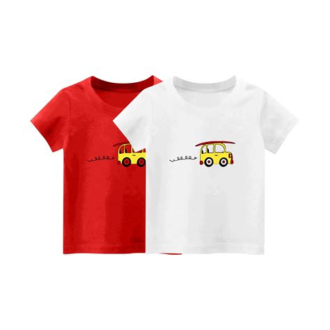 2-Pack Girls Cute T-Shirt Kids Summer Short Sleeve Tops Car Casual ...