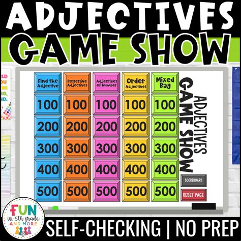 Adjectives Game Show | Grammar Test Prep Review Game - Fun in 5th Grade ...