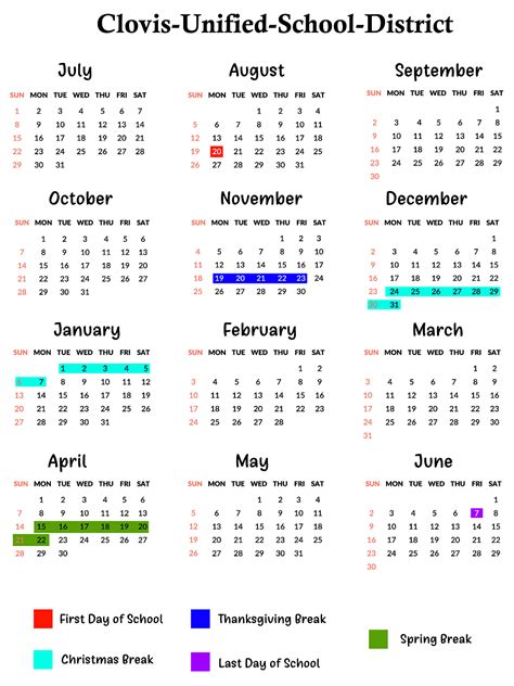 Clovis Unified District Calendar
