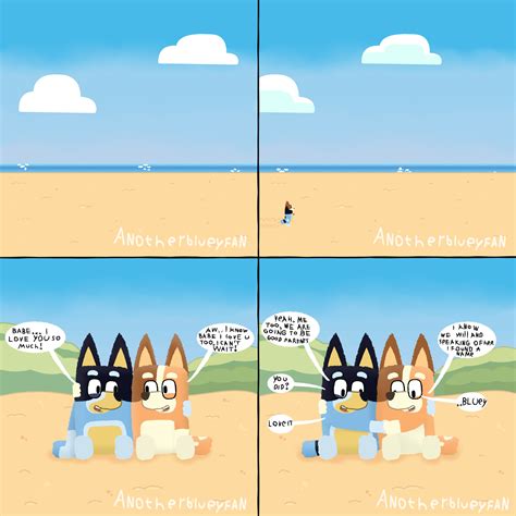 Bandit and Chilli on the beach talking about their future child : r/bluey