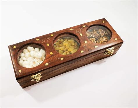 Buy DELUXE WOOD HANDICRAFTS Spice Box for Kitchen Wood Container with ...