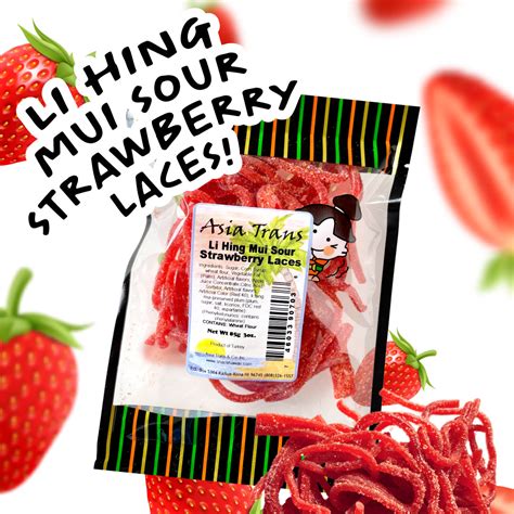 Li Hing Mui Sour Strawberry Laces: Hawaii Candy Snack Hawaii