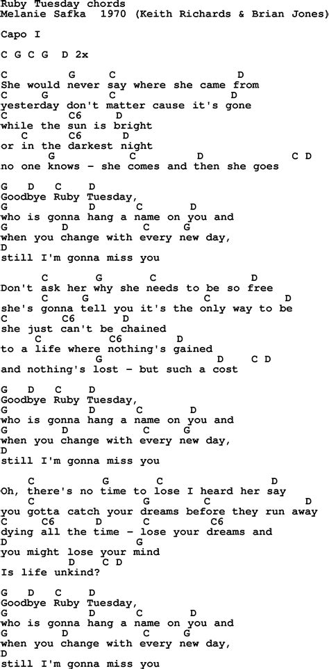 Image result for Ruby Tuesday Lyrics