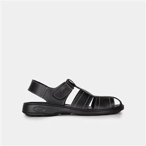 Bata black fishermen sandals with velcro for men | Bata
