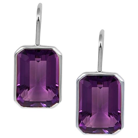 Goshwara Lavender Amethyst Emerald Cut Earrings at 1stDibs