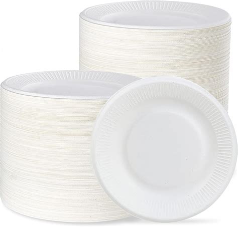 300 Pack Compostable Paper Plates Bulk, 6 Inch Heavy-Duty Paper Plate ...