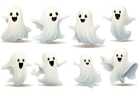 Premium Photo | Funny white Halloween ghosts clip art isolated on white ...