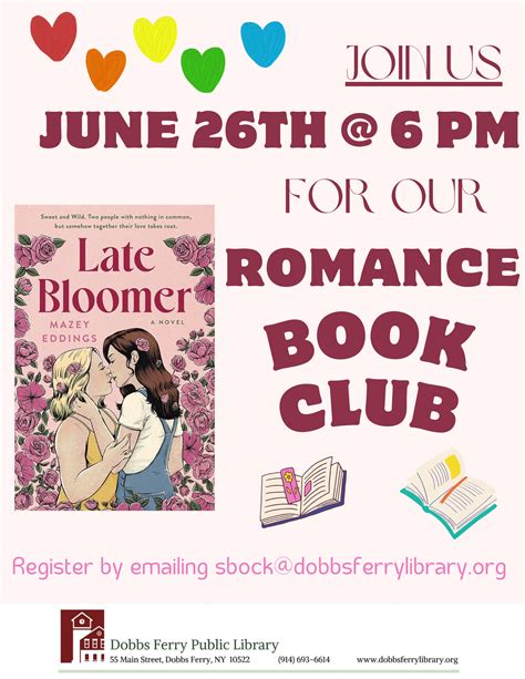 Romance Book Club: “Late Bloomer” - Dobbs Ferry Library