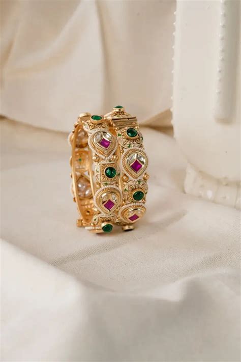 Geometric Design With Multicolor Brass Bangles