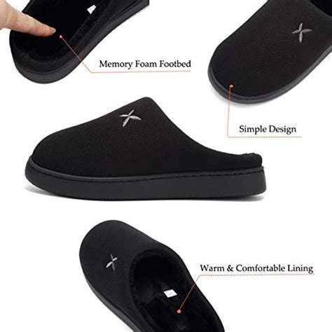Buy House Slippers for Men Black Memory Foam Shoes Women Indoor Slipper ...