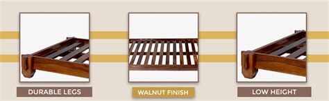 WOODMAZE Sheesham Wood Low Height Single Size Bed Without Storage ...
