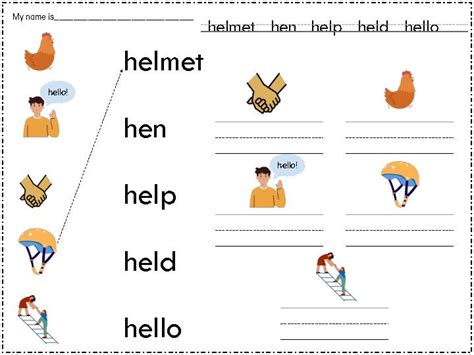 Words Beginning with /he/ Phonics for Kindergarten and First Grade ...