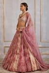 Buy Pink Organza Sequins, Zari Sweetheart Neck Floral Print Lehenga Set ...