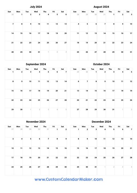Printable Yearly Calendar July