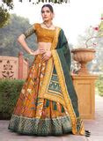 Mustard Color Mesmerize in Dola Silk Elegance Printed Leheng