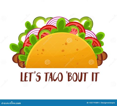 Lets Taco Bout It Restaurant Poster In Black Color Vector Illustration ...