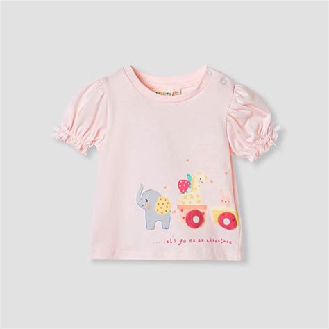 Juniors Printed Top with Puff Sleeves