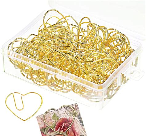 Cute Paperclips, Gold Heart Paper Clips, Heart Paperclips with Clear ...