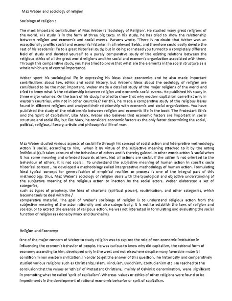 Protestant ethics - Max Weber and sociology of religion Sociology of ...